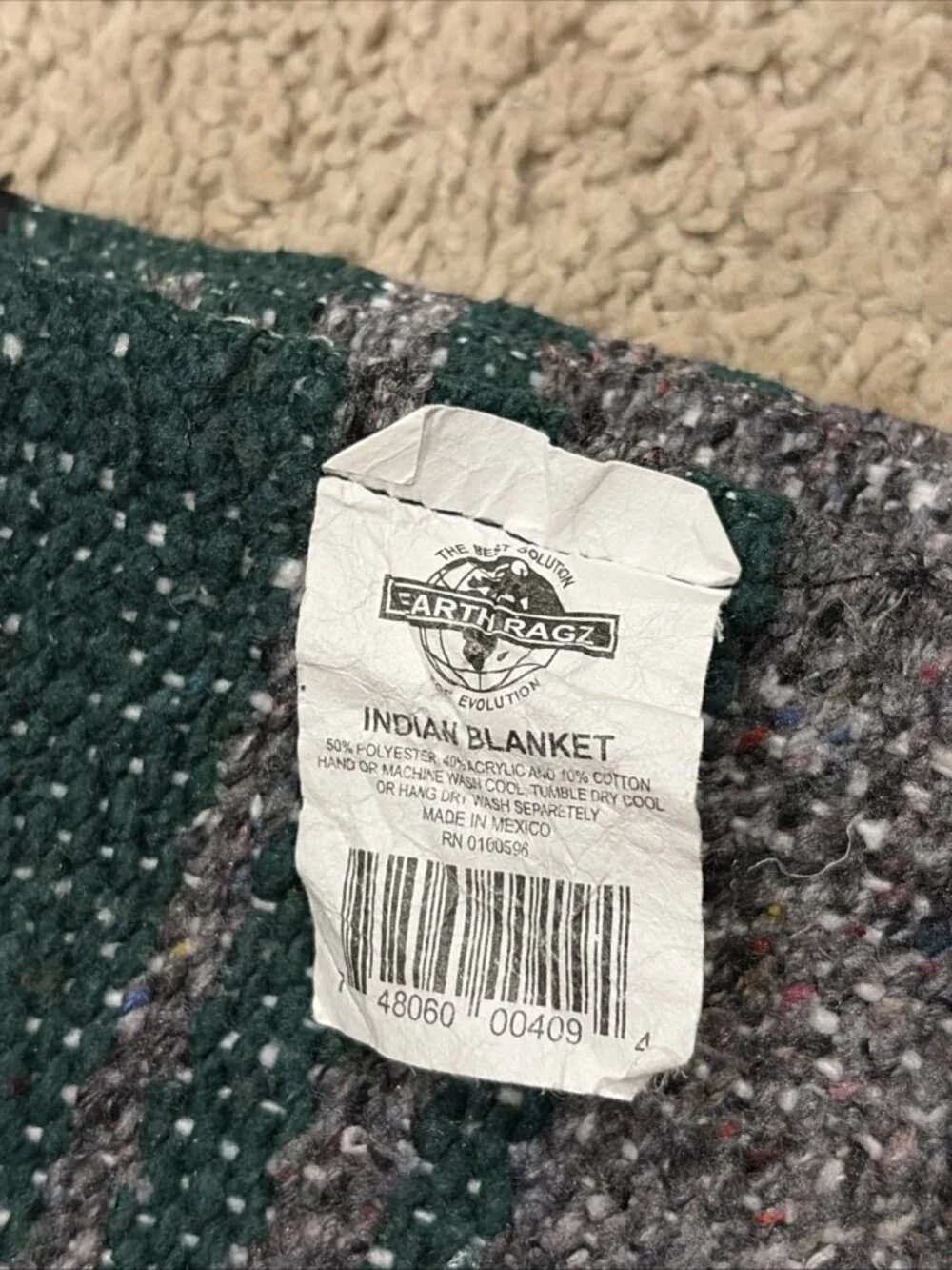 Vintage Earth Ragz Indian Blanket Throw Rug 44X72